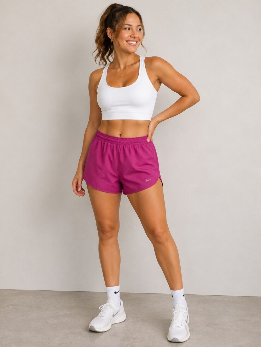 NIKE Dri-Fit Running Athletic Gym Workout Shorts Magenta Pink Women's Medium M